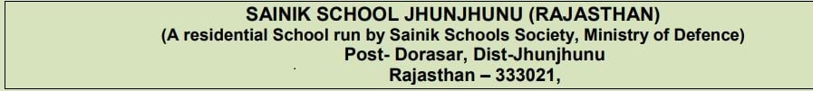 Sainik School Jhunjhunu Online Vacancy 2021