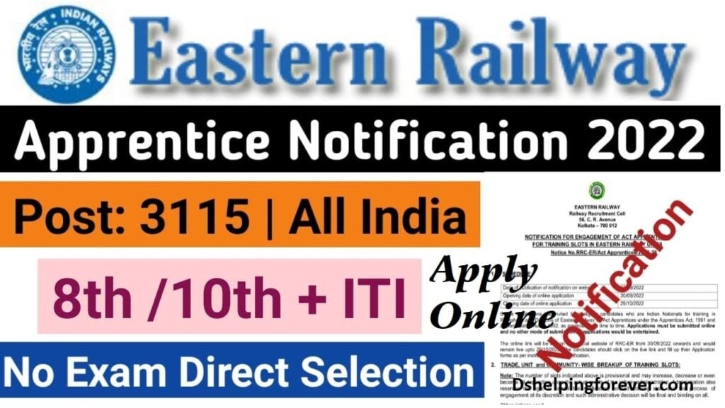 RRC Eastern Railway Apprentices Apply Online