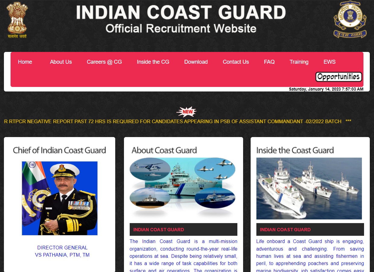 Indian Coast Guard 01/2024 Online Form