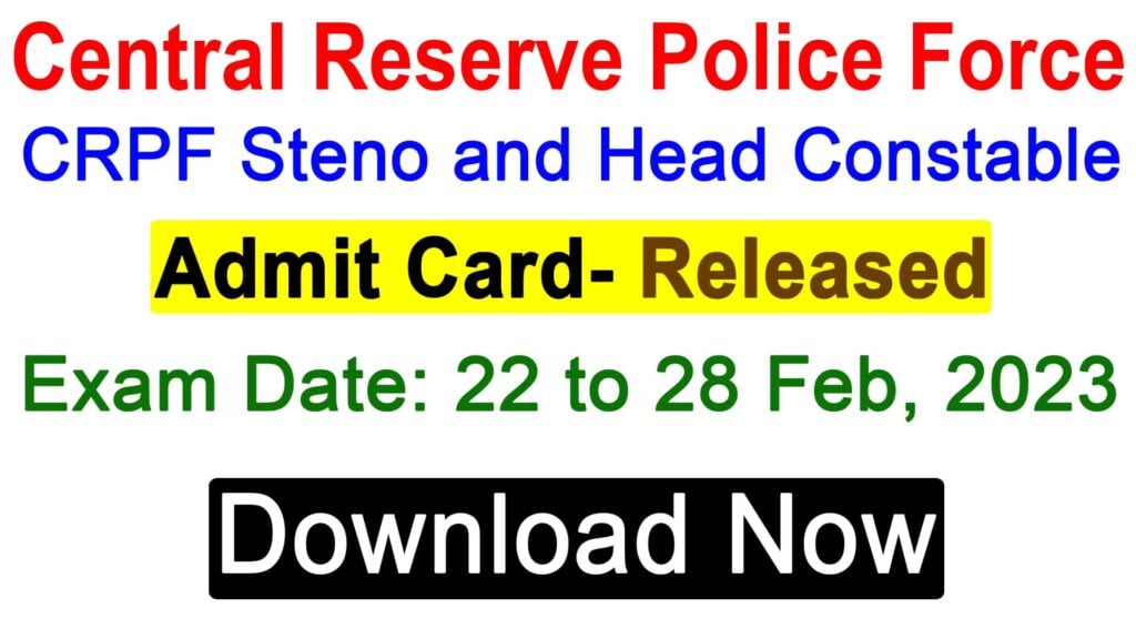 CRPF Head Constable Admit Card