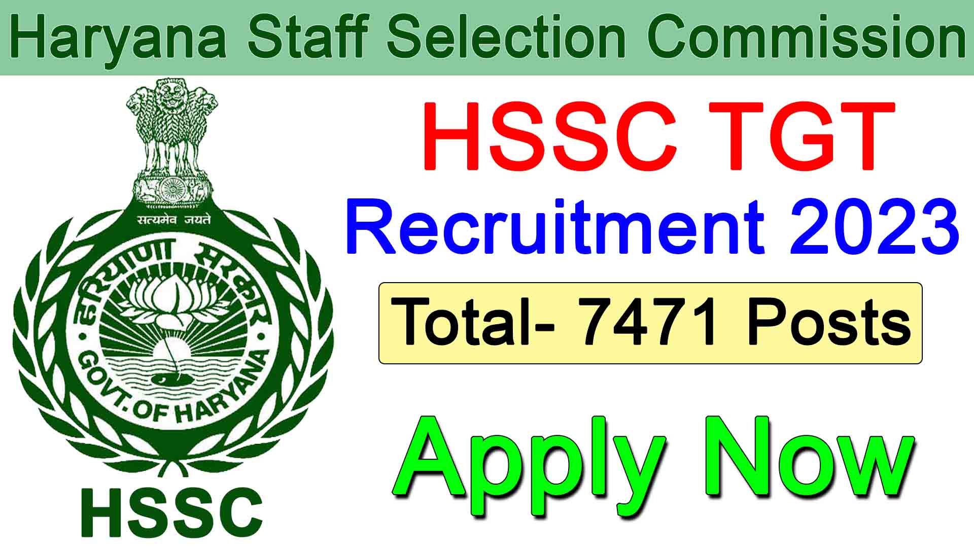 Hssc Haryana Tgt Recruitment 2023 7471 Posts Apply Now