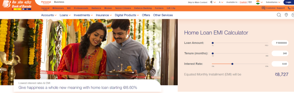 Bank of Baroda Home Loan Details