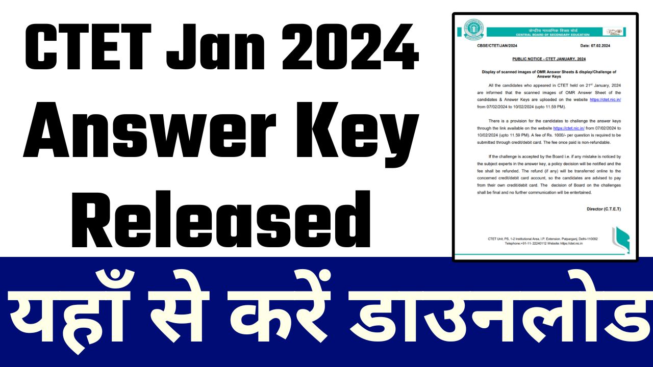 CTET January 2024 OMR Answer Key- Download Now