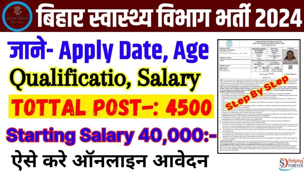 Bihar Heath Department CHO Vacancy 2024