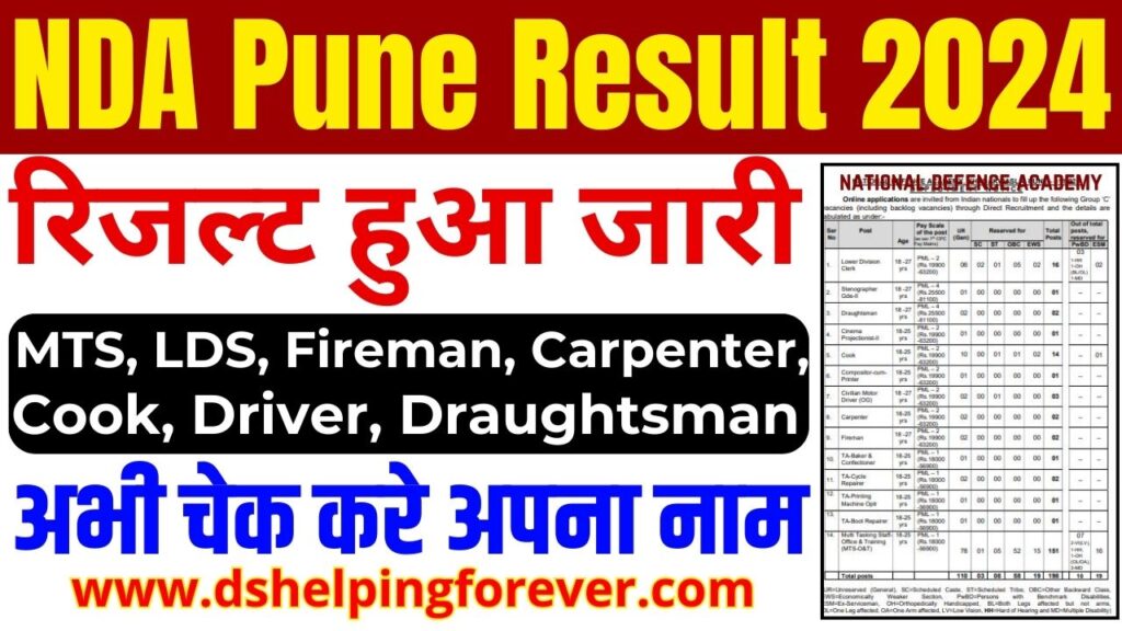 NDA Pune Group C Recruitment Result 2024