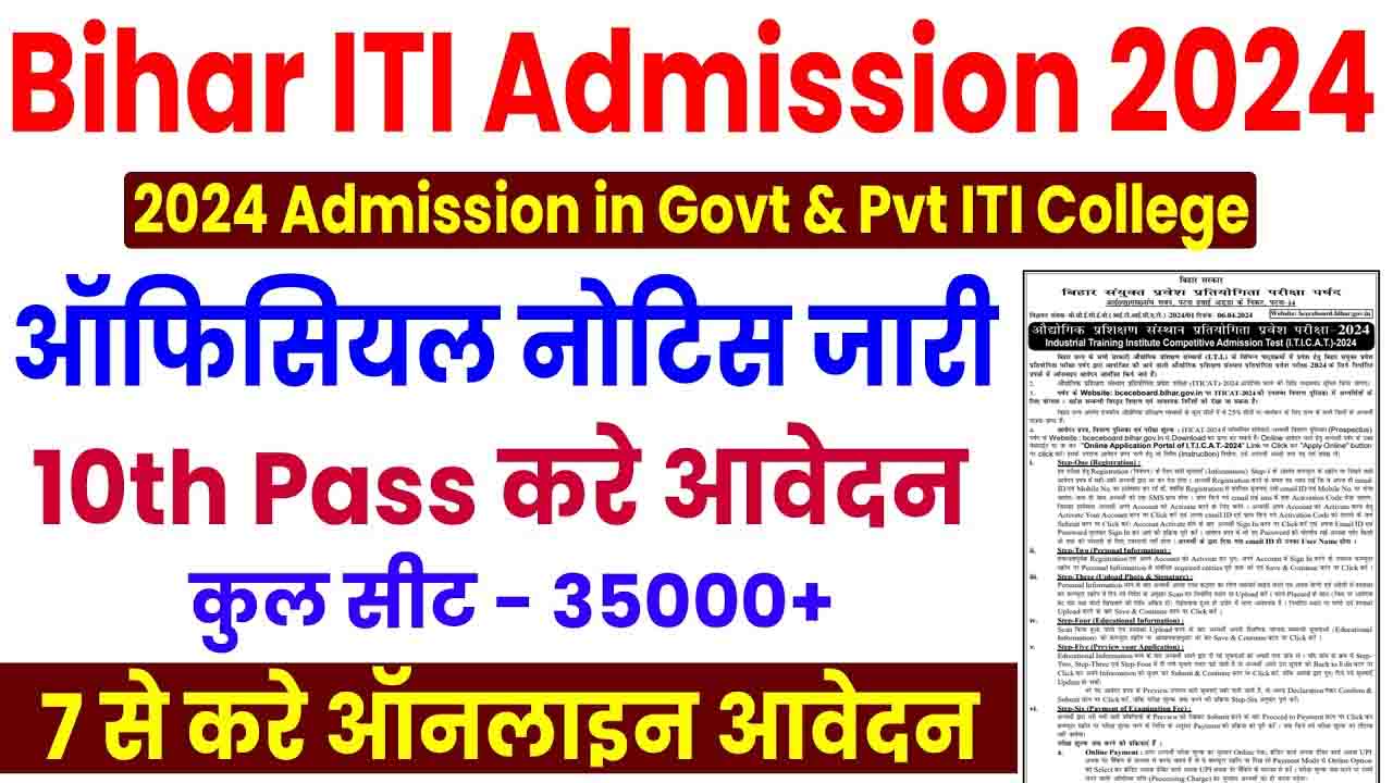 Bihar Iti Admission Online Form 2024 Date Fees Documents