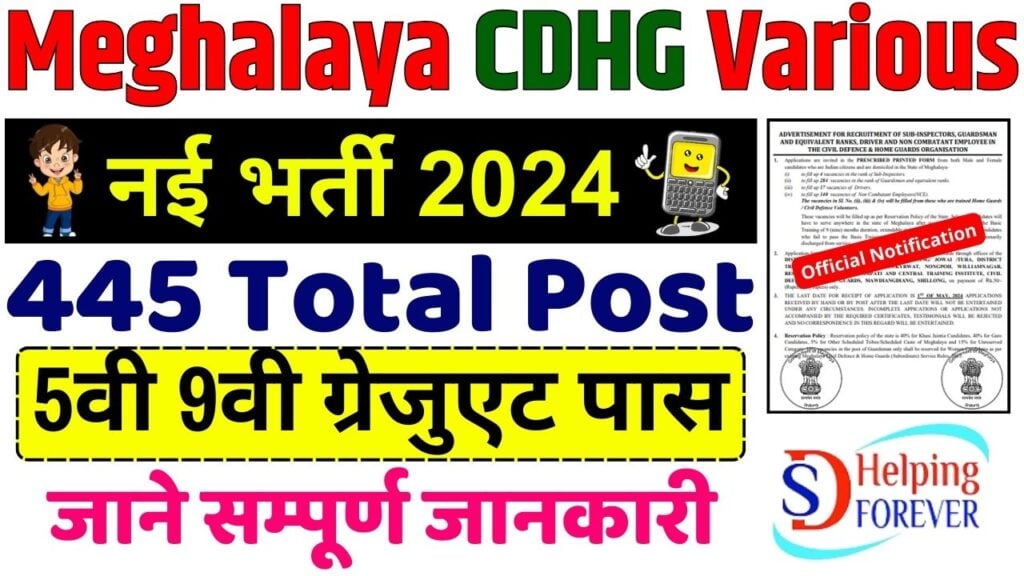 Meghalaya CDHG Various Posts Recruitment 2024