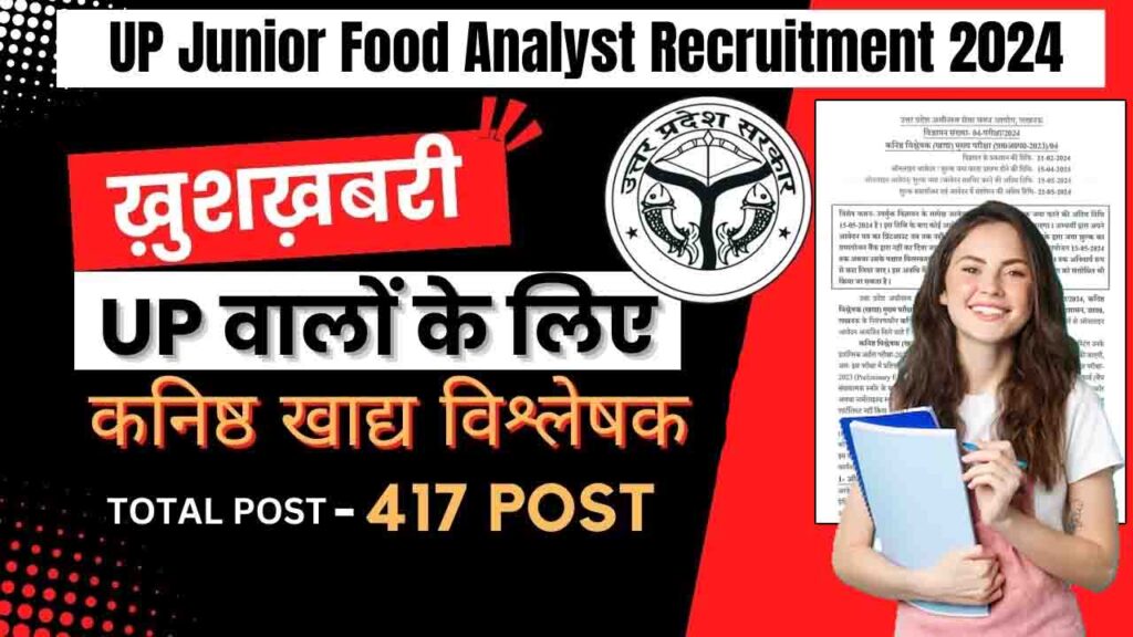 UPSSSC Junior Analyst Food Application Form 2024