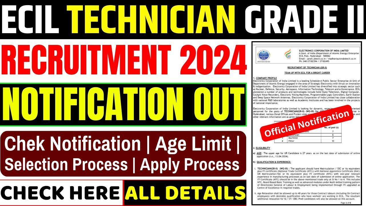 ECIL Technician Grade II Recruitment 2024 