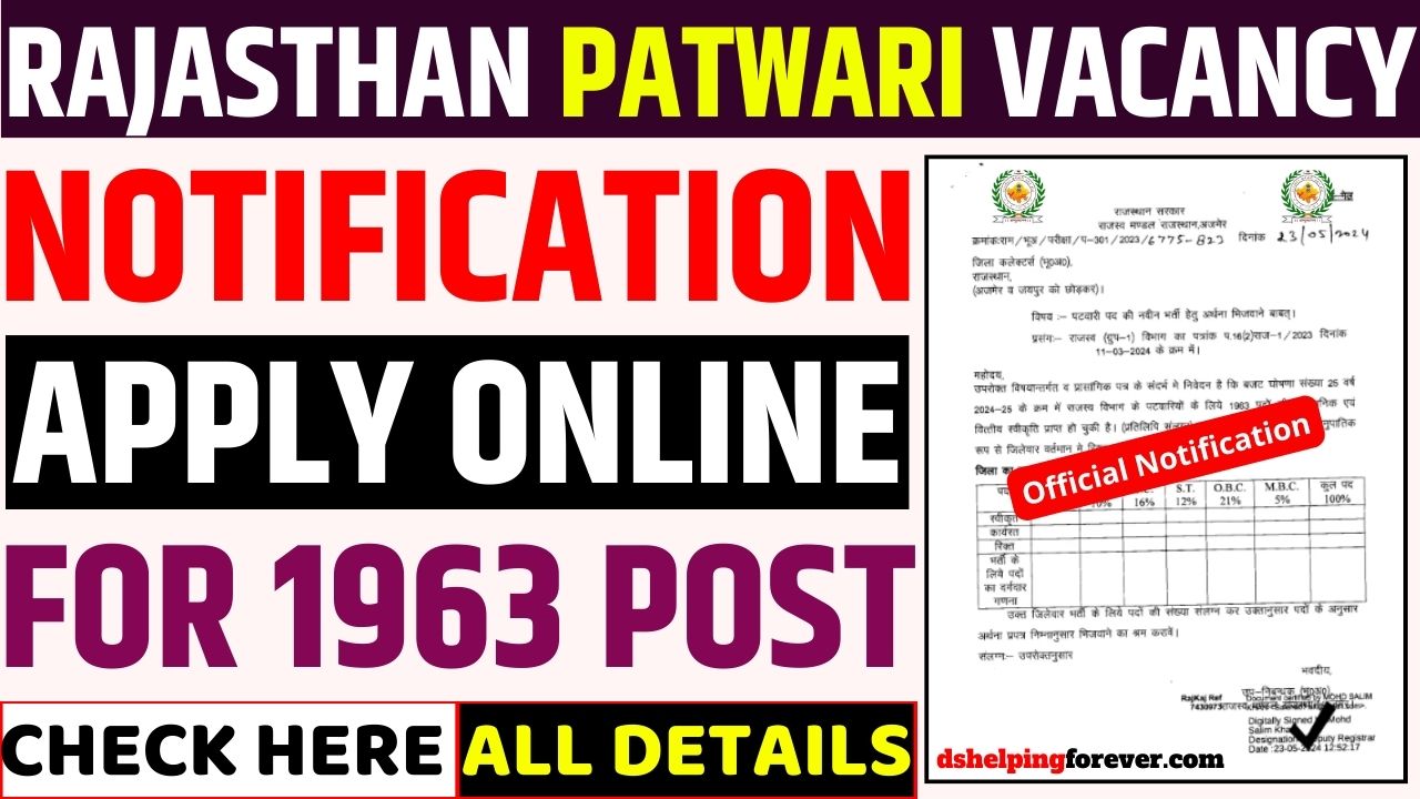 Rajasthan Patwari Vacancy 2024 