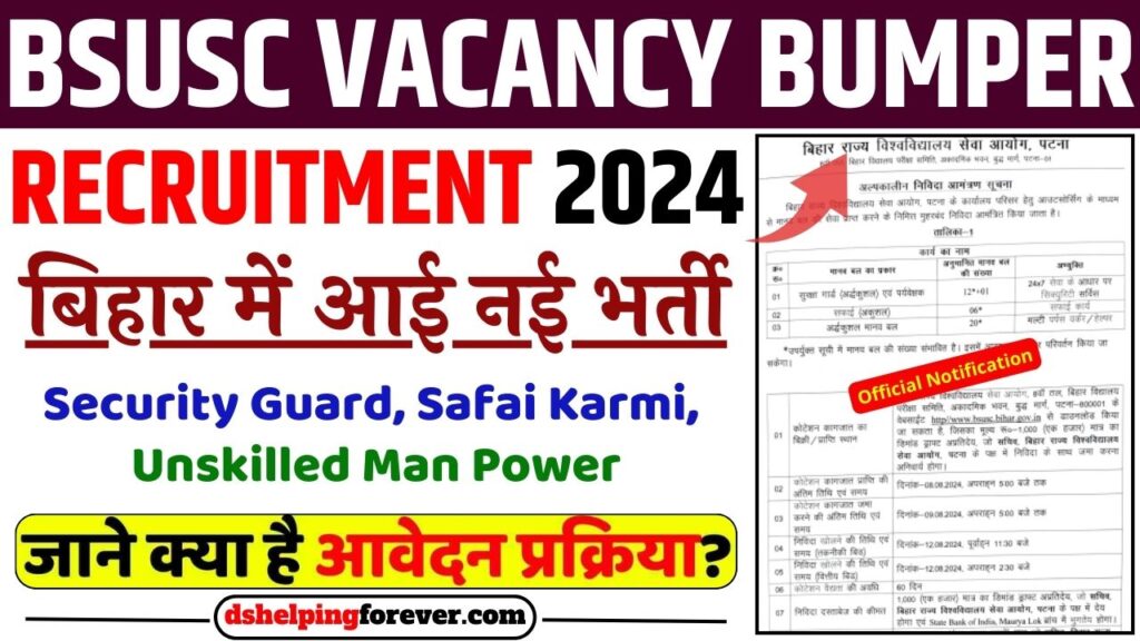 BSUSC Various Posts Recruitment 2024