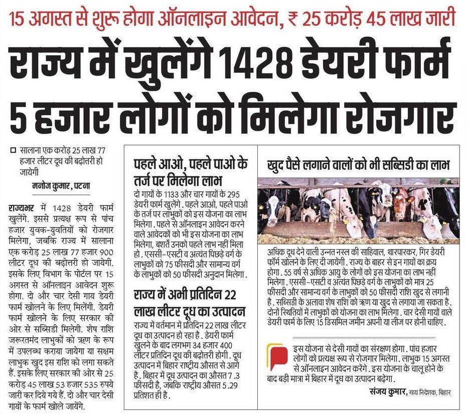 Bihar Dairy Farm Yojana 2024