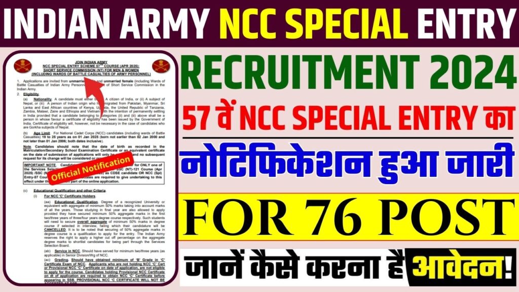 Army NCC Special Entry 57th Course Recruitment 2024