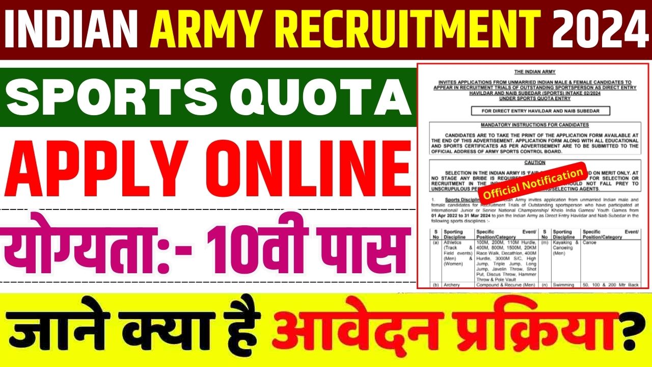 Indian Army Sports Quota Recruitment 2024