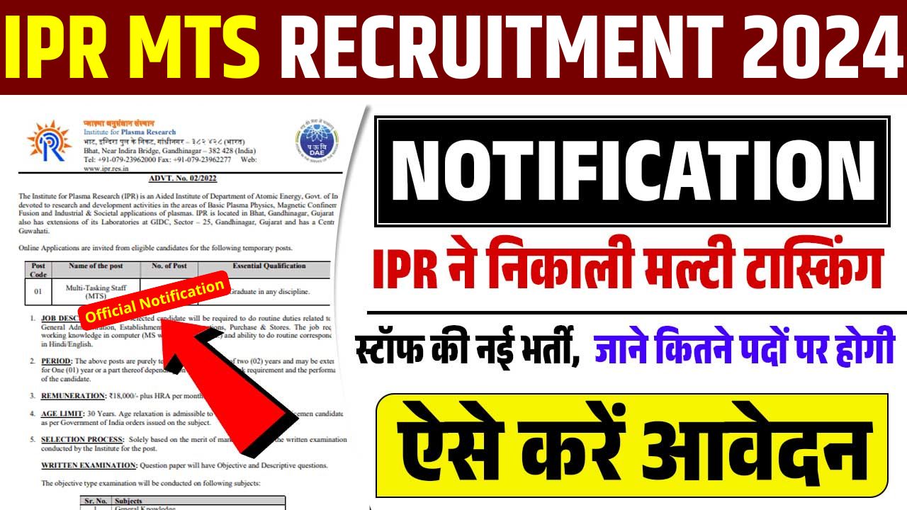 IPR MTS Recruitment 2024 