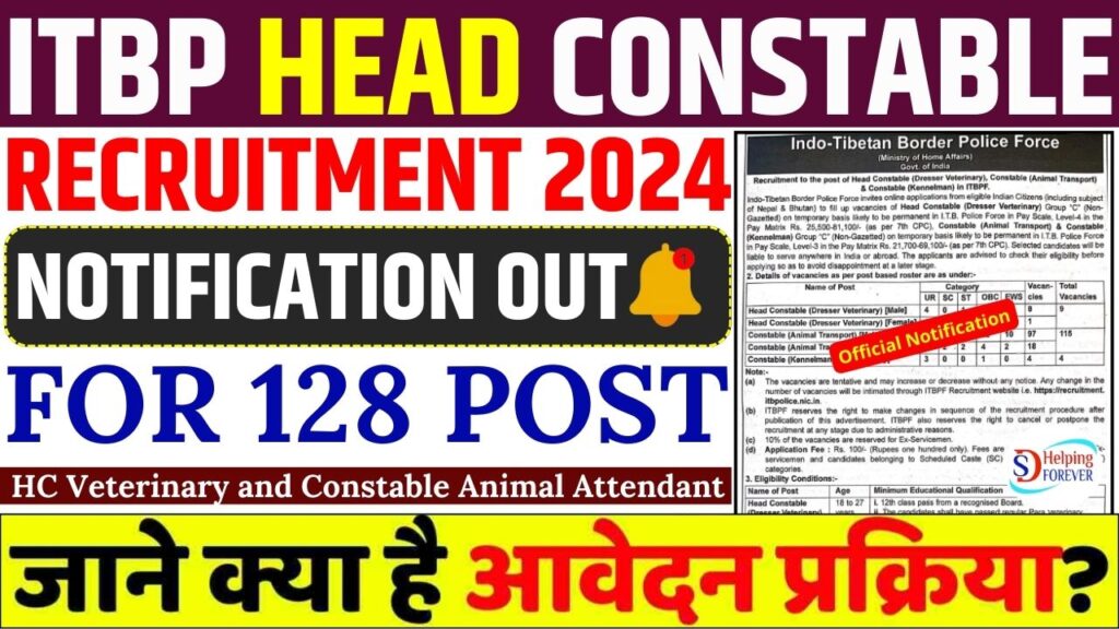 ITBP HC Veterinary and Constable Animal Attendant Vacancy 2024