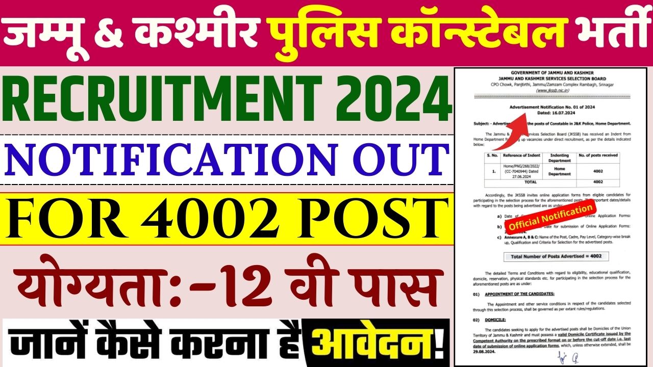 JK Police Constable Recruitment 2024 