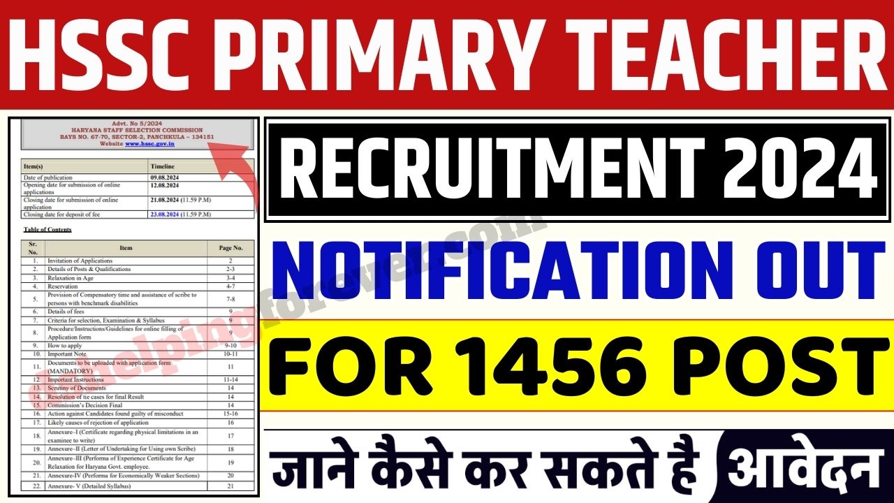 HSSC Primary Teacher Recruitment 2024