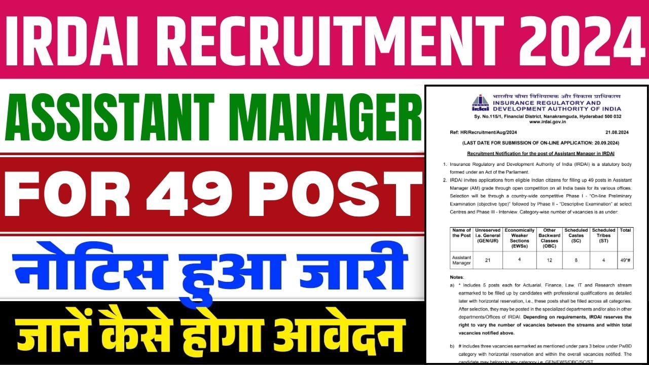 IRDAI Assistant Manager Recruitment 2024