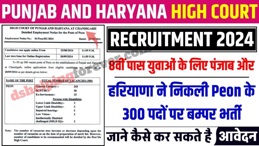 Punjab and Haryana High Court Peon Recruitment 2024