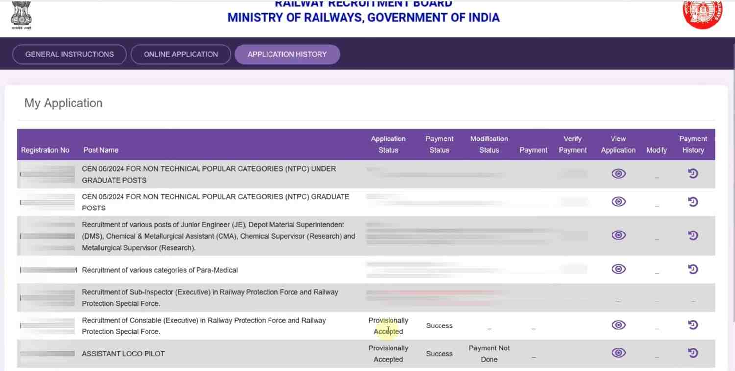 RFP Constable Application Status