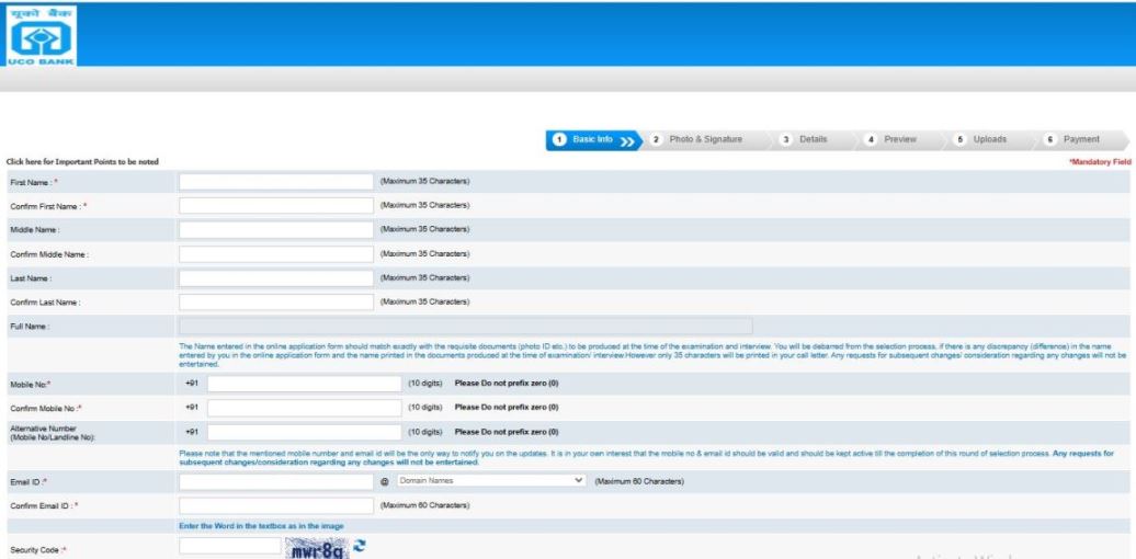 UCO Bank Local Bank Officer Online Form 2025